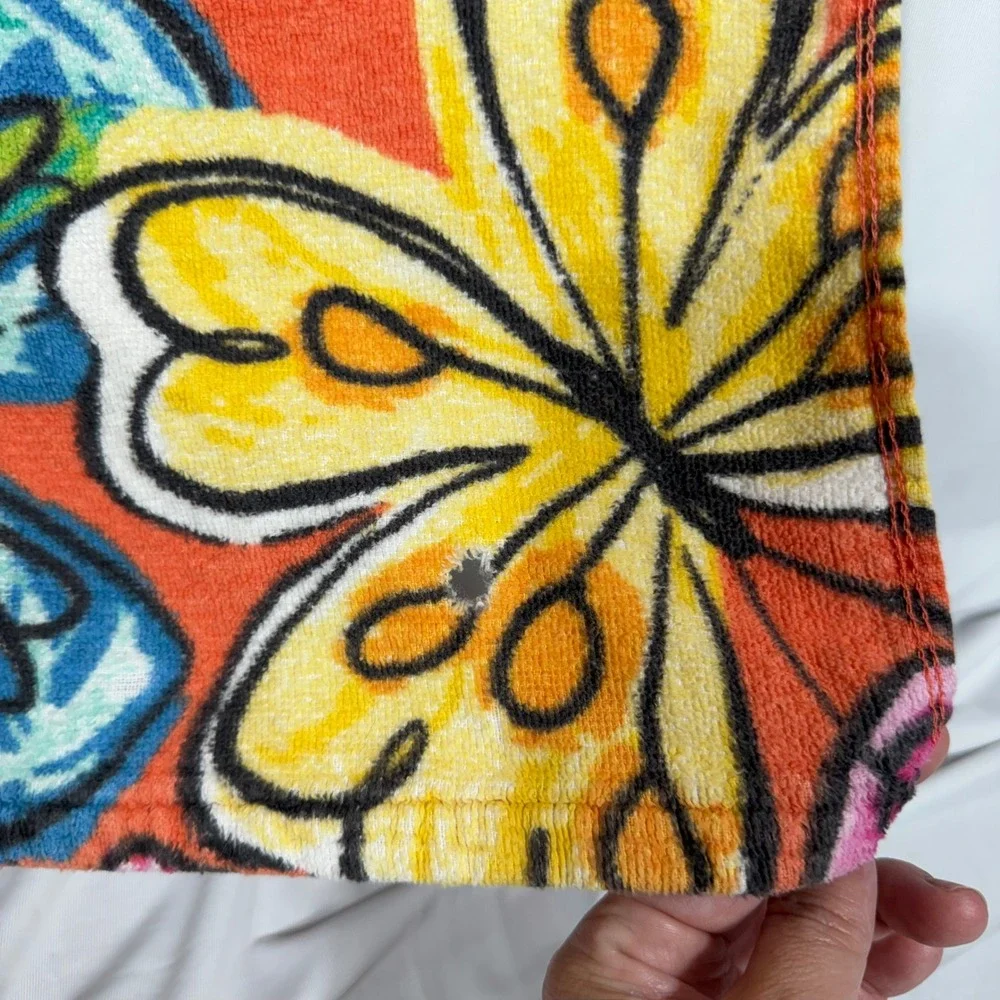 Mainstays Butterfly Beach Towel Orange Pink Blue 100% Cotton Retro Fairy 27